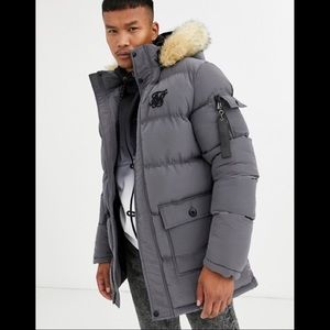 SikSilk by Asos puffer parka jacket with faux fur